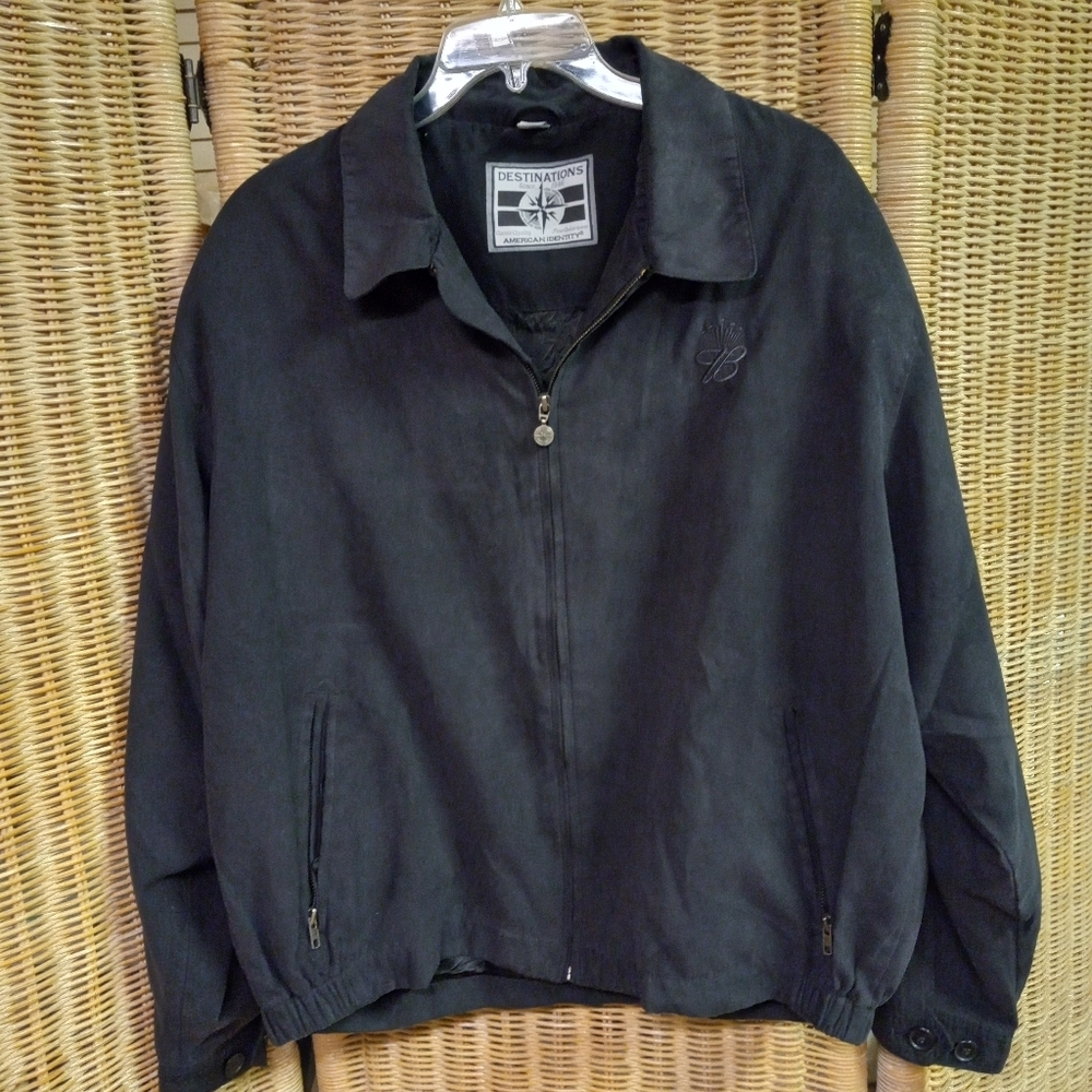 DESTINATIONS American Idenity Men's Navy Blue Bomber Jacket Size XL